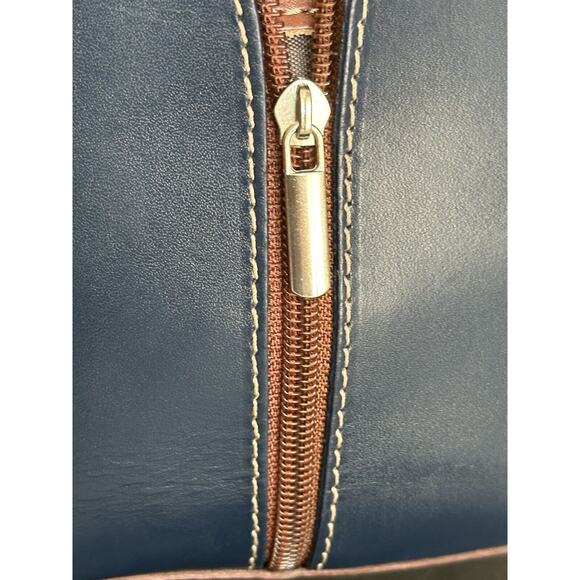 Vera Pelle Italian‎ Leather Handbag Crossbody Blue With Brown Silvertone - Picture 7 of 16